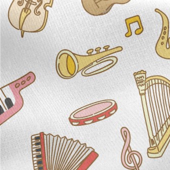 Cute Musical Instrument Doodle Jersey Backed Fleece