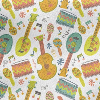 Colorful Musical Instrument Gr Jersey Backed Fleece