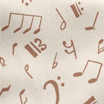 Brown Musical Note Graffiti Jersey Backed Fleece