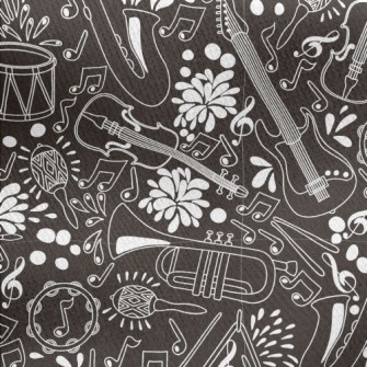 Musical Instruments Illustrati Jersey Backed Fleece
