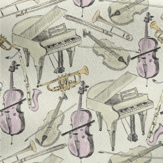 Hand Drawn Orchestral Illustra Jersey Backed Fleece