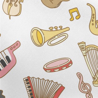 Cute Musical Instrument Doodle Pongee