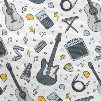 Cartoon Guitar And Speaker Pongee