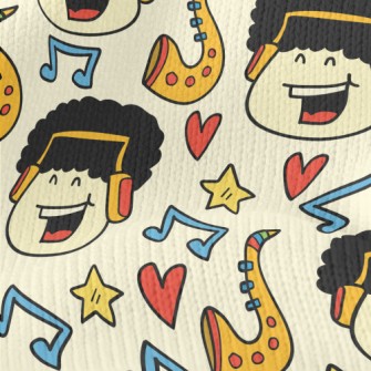 Hand Drawn Cartoon Singing Boy Stretch Jersey