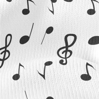 Hand Drawn Black Musical Notes Stretch Jersey