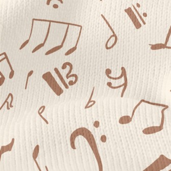 Brown Musical Note Graffiti Stretch Jersey