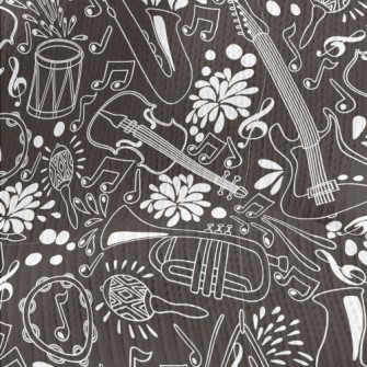 Musical Instruments Illustrati Stretch Jersey