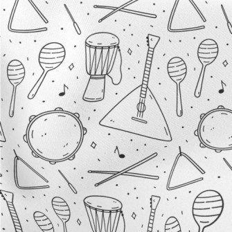 Simple Hand Drawn Line Musical Lightweight Cotton Poplin