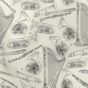 Orchestral Instruments Sketch Lightweight Cotton Poplin