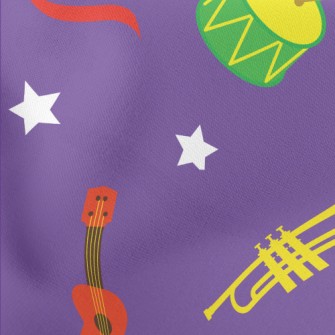 Colorful Cartoon Musical Instr Lightweight Cotton Poplin