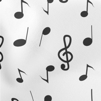 Hand Drawn Black Musical Notes Lightweight Cotton Poplin