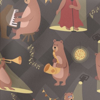 Brown Bear Jazz Night Lightweight Cotton Poplin