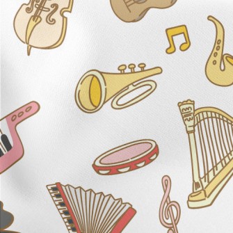 Cute Musical Instrument Doodle Lightweight Cotton Poplin