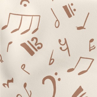 Brown Musical Note Graffiti Lightweight Cotton Poplin