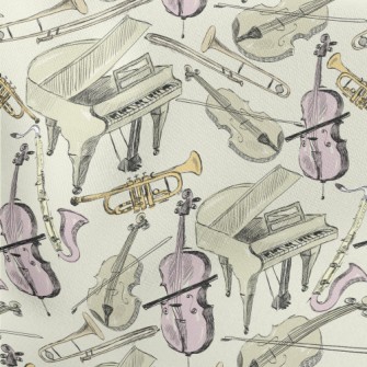 Hand Drawn Orchestral Illustra Lightweight Cotton Poplin