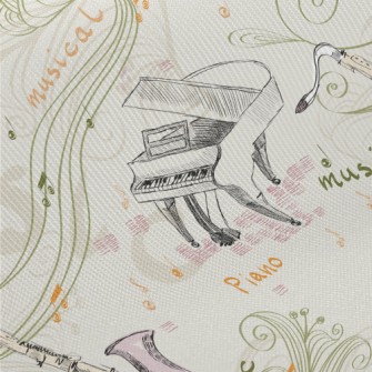 Hand Drawn Western Music Midweight Cotton Poplin