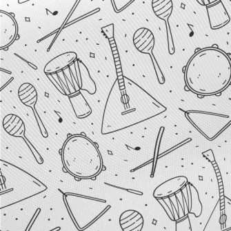 Simple Hand Drawn Line Musical Midweight Cotton Poplin