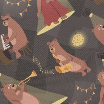 Brown Bear Jazz Night Midweight Cotton Poplin