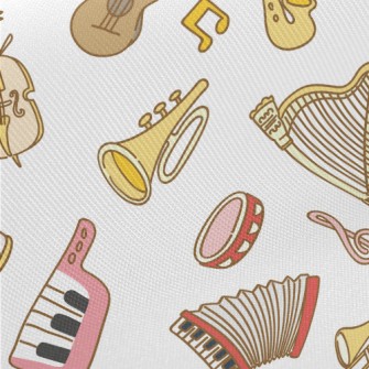 Cute Musical Instrument Doodle Midweight Cotton Poplin