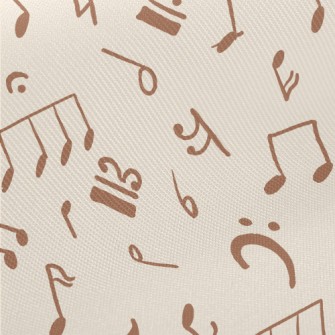 Brown Musical Note Graffiti Midweight Cotton Poplin
