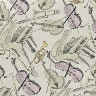 Hand Drawn Orchestral Illustra Midweight Cotton Poplin