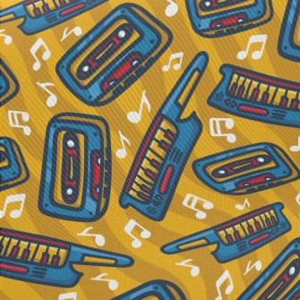 Retro Cute Music Theme Midweight Cotton Poplin