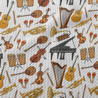 Classic Retro Musical Instrume Birdseye Piqué