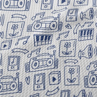 Music Player Doodle Birdseye Piqué