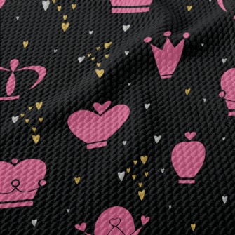 Cartoon Pink Crown Birdseye Piqué