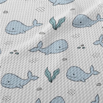 Hand Drawn Cute Whale Birdseye Piqué