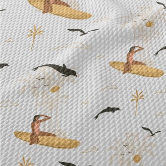 Surfing Season Illustration Birdseye Piqué