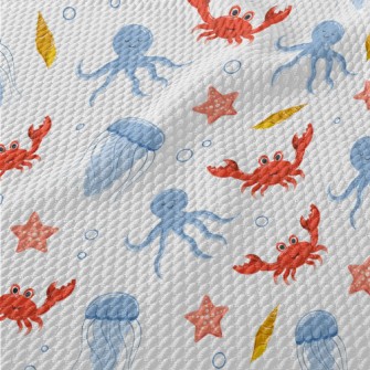 Cute Underwater Animals Birdseye Piqué