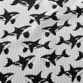 Cute Killer Whale Pattern Birdseye Piqué