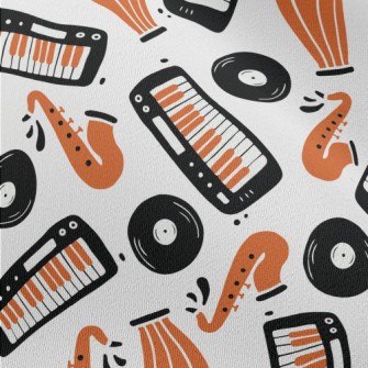 Hand Drawn Jazz Doodles Chiffon