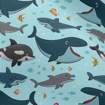Cartoon Smiling Marine Life Chiffon