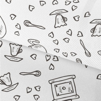 Hand Drawn Love Coffee Waterproof Oxford