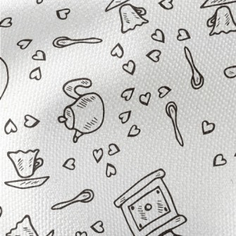 Hand Drawn Love Coffee Waterproof Canvas