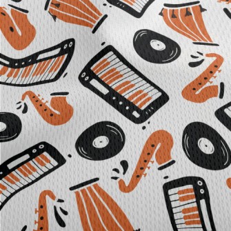 Hand Drawn Jazz Doodles Athletic Mesh Flat Back