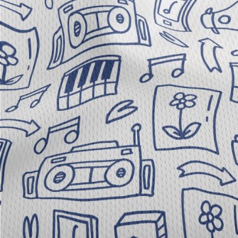 Music Player Doodle Athletic Mesh Flat Back