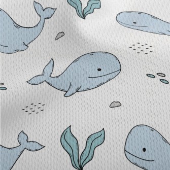 Hand Drawn Cute Whale Athletic Mesh Flat Back