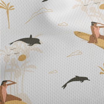 Surfing Season Illustration Athletic Mesh Flat Back