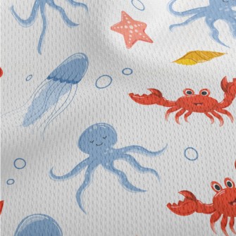 Cute Underwater Animals Athletic Mesh Flat Back