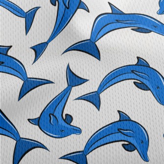 Blue Dolphin Pattern Athletic Mesh Flat Back
