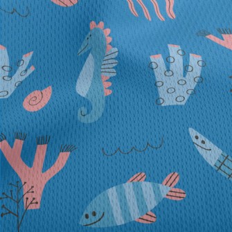 Cartoon Cute Marine Life Athletic Mesh Flat Back