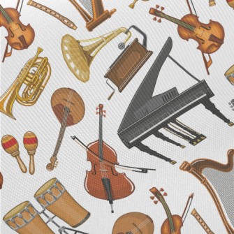 Classic Retro Musical Instrume Twill