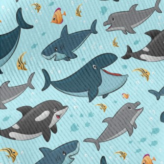 Cartoon Smiling Marine Life Standard Corduroy