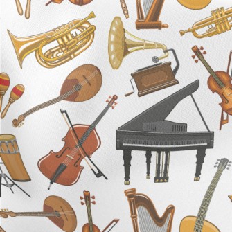 Classic Retro Musical Instrume Stretch Ponte