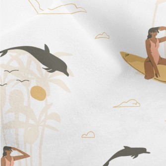 Surfing Season Illustration Micro Fleece