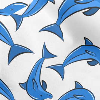 Blue Dolphin Pattern Micro Fleece