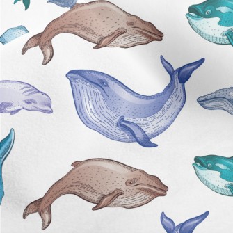 Colorful Whale Illustration Micro Fleece